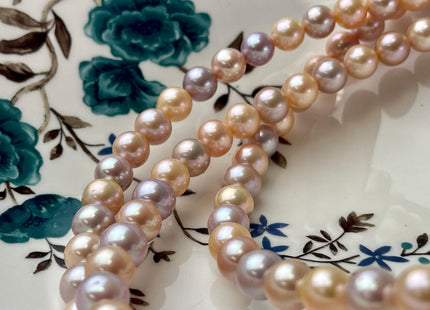 8.5-9 mm AAAA Very Rare Natural Mixed Mauve Pink Freshwater Perfect Round Edison Pearl Bead High Luster Genuine Edison Pearl 48 Beads #P2558