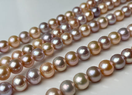 8.5-9 mm AAAA Very Rare Natural Mixed Mauve Pink Freshwater Perfect Round Edison Pearl Bead High Luster Genuine Edison Pearl 48 Beads #P2558