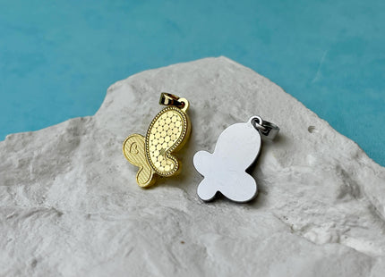 Butterfly Design Charm for Necklace Jewelry Making, 18K Gold Filled and Silver Charm Pendant, Antique Butterfly Charms, One Piece #CR0073