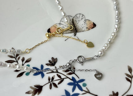 14/16/18/24 Inches Natural Tiny White Pearl Necklace 3mm White Baby Edison Pearl Necklace W/Silver Gold Filled Clasp Gift For Her #P2636