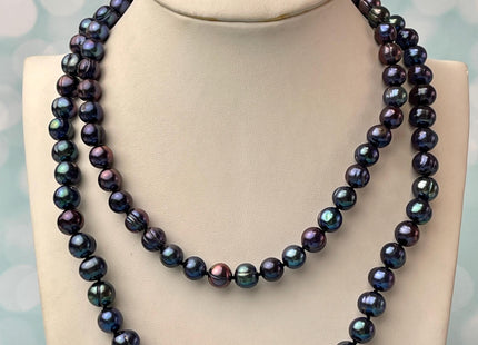 14/16/18/20/22/24 Inches Hand Knotted 9 mm Rainbow Peacock Color Potato Freshwater Pearl Necklace With Silver or Gold Clasp #P2637