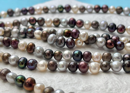 5-6 mm Multi Color Potato Freshwater Pearl Bead Mixed White Pink Purple Peacock Brown Pearls Genuine Freshwater Pearl Beads #P2639