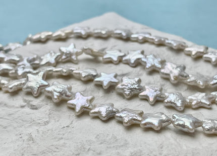 10-11 mm 12-13 mm AAA Very Rare Natural White Star Shape Freshwater Coin Pearl Beads High Luster Star Coin Pearls 33-34 Beads #P2640