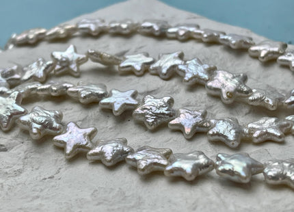 10-11 mm 12-13 mm AAA Very Rare Natural White Star Shape Freshwater Coin Pearl Beads High Luster Star Coin Pearls 33-34 Beads #P2640