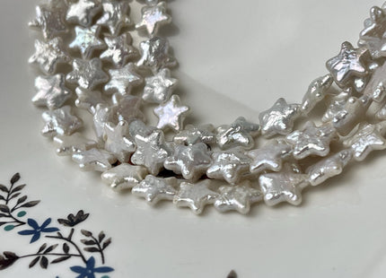 10-11 mm 12-13 mm AAA Very Rare Natural White Star Shape Freshwater Coin Pearl Beads High Luster Star Coin Pearls 33-34 Beads #P2640
