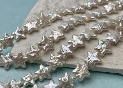 10-11 mm 12-13 mm AAA Very Rare Natural White Star Shape Freshwater Coin Pearl Beads High Luster Star Coin Pearls 33-34 Beads #P2640