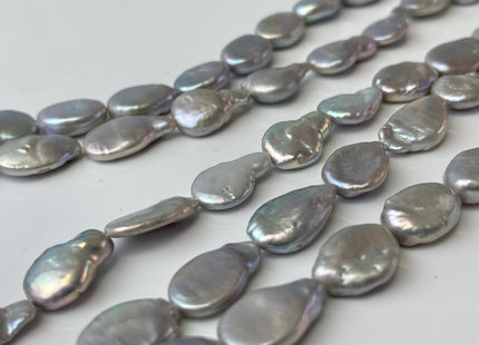 10-11x16-18 mm AA Silver Gray Freshwater Oval Coin Pearls Genuine Irregular Tear Drop Coin Pearl #P2559