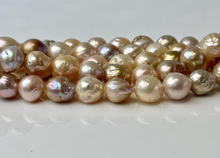 9-11mm AAA Half Strand Large Hole Rare Multi Mauve Pink W/Gold Sheen Edison Baroque Pearl Beads Hole Size 1.2mm/1.5mm/2.2mm 20 Beads #P2560