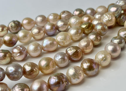 9-11mm AAA Half Strand Large Hole Rare Multi Mauve Pink W/Gold Sheen Edison Baroque Pearl Beads Hole Size 1.2mm/1.5mm/2.2mm 20 Beads #P2560