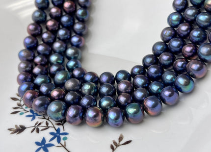 10-11 mm AAA Rainbow Peacock Color Off Round Freshwater Pearl Beads Genuine High Luster Peacock Colored Pearls 42 Beads #P1384