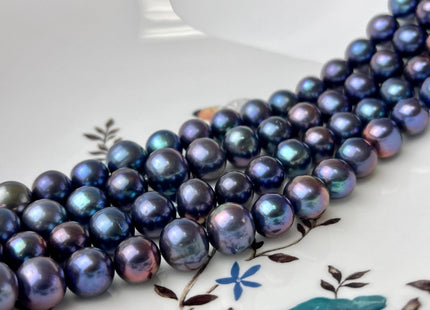 10-11 mm AAA Rainbow Peacock Color Off Round Freshwater Pearl Beads Genuine High Luster Peacock Colored Pearls 42 Beads #P1384
