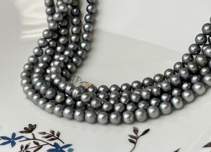 5-5.5 mm AA Gray Or Dark Gray Potato/Round Freshwater Pearl Beads Genuine Nice Luster Gray Color Freshwater Pearl Beads #1417