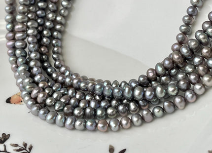 5-5.5 mm AA Gray Or Dark Gray Potato/Round Freshwater Pearl Beads Genuine Nice Luster Gray Color Freshwater Pearl Beads #1417
