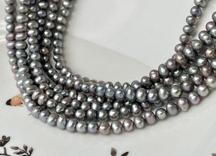 5-5.5 mm AA Gray Or Dark Gray Potato/Round Freshwater Pearl Beads Genuine Nice Luster Gray Color Freshwater Pearl Beads #1417