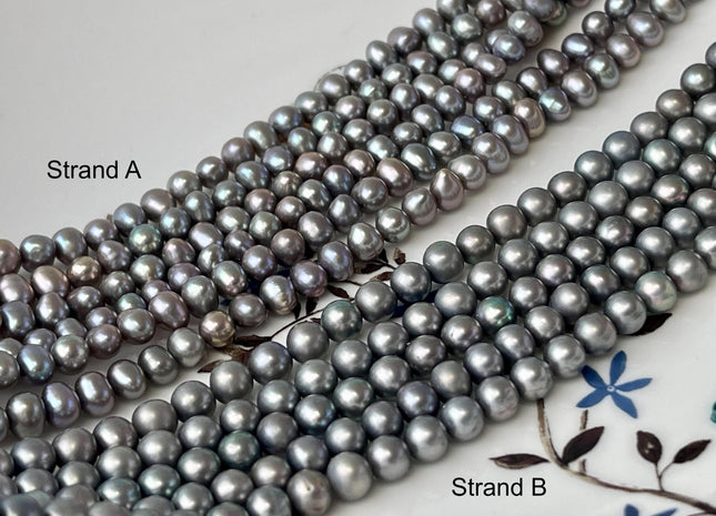 5-5.5 mm AA Gray Or Dark Gray Potato/Round Freshwater Pearl Beads Genuine Nice Luster Gray Color Freshwater Pearl Beads #1417