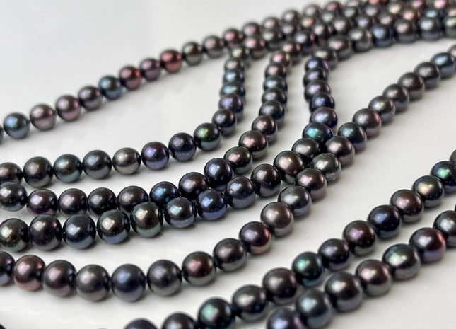 5mm AA Dark Peacock Color Near Round Freshwater Pearl Bead Genuine Peacock Freshwater Pearls #P2563