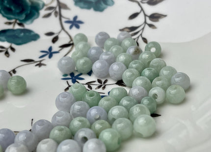 5 Pieces 7.5 mm Natural Color Smooth Round Shape Burmese Jade Beads 2.0 mm Hole Large Hole Round Jade Beads #4467