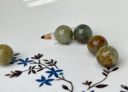 One Piece 12 mm Natural Color Smooth Round Shape Burmese Jade Beads 2.0 mm Hole Large Hole Burmese Jade Loose Beads #4468
