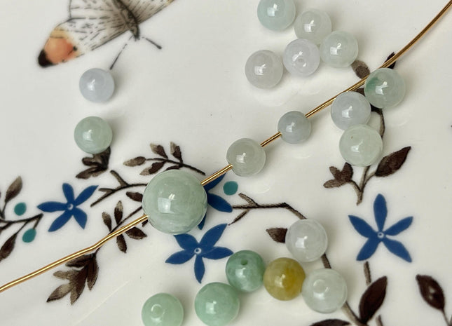 5 Piece 5mm 6mm 7mm 9mm Natural Color Smooth Round Shape Burmese Jade Beads #4470
