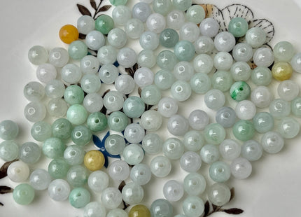 5 Piece 5mm 6mm 7mm 9mm Natural Color Smooth Round Shape Burmese Jade Beads #4470