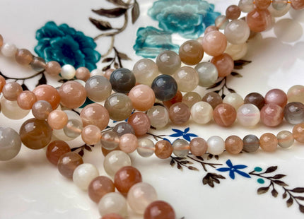 6mm 8mm 10mm AAA Natural Multicolor Moonstone Natural White Peach Pink Gray Color High Quality Moonstone Smooth Round Gemstone Beads #4471