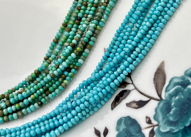 1x2-2.5 mm Faceted Rondelle Turquoise Beads 15 Inches Strand #4472