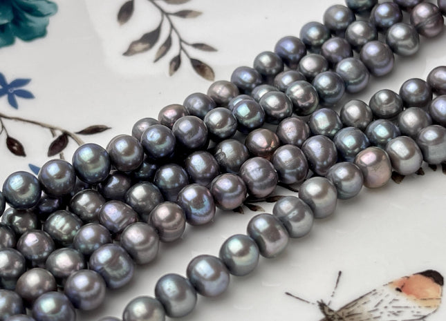 6.5-7 mm AA Gray Potato Freshwater Pearl Beads Genuine Lustrous Gray Freshwater Pearls #1460