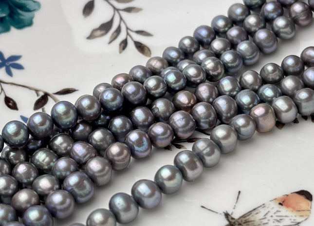 6.5-7 mm AA Gray Potato Freshwater Pearl Beads Genuine Lustrous Gray Freshwater Pearls #1460