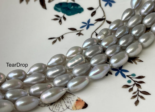 8x12-13 mm AAA Gray Color Freshwater Pearls Long Tear Drop/Oval Shape Pearl Beads Genuine Top Quality Freshwater Pearls #P2652
