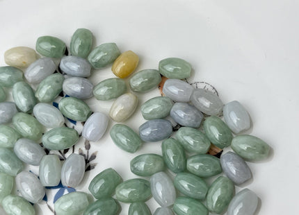 3 Pieces 6x10 mm Natural Color Smooth Barrel Shape Burmese Jade Beads 2.0 mm Hole Large Hole Jade Loose Beads #4477
