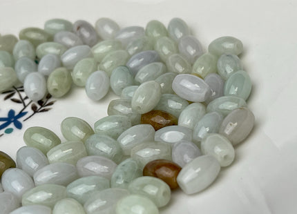 5 Pieces 7x10 mm Natural Color Smooth Barrel Shape Burmese Jade Beads 1.0 mm Hole #4478