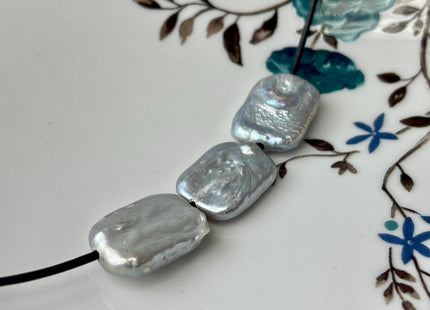 ONE Piece AAA 15-16x20-21 mm Gray Color High Luster Large Hole Rectangle Coin Pearl For Earring And Pendant With Iridescent Color #P2567