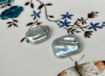 ONE Piece AAA 13-16 mm Gray Color Top Drilled Thick Rectangle Coin Pearl For Pendant Or Earring Large Hole 1.2-2.1mm #P2568