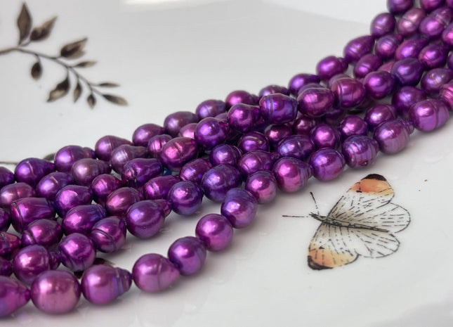 7-8x8-9 mm Dark Purple Pink Baroque Freshwater Pearl Beads Genuine Dark Purple Pink Color Baroque Freshwater Pearls 47-48 Pieces #P2569