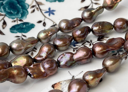 12-13x20-22 mm AA Copper Brown Freshwater Pearl Beads Genuine Freshwater Baroque Pearls #P2573