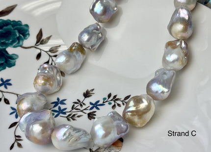 One-Of-A-Kind 15-20x23-31 mm Large Baroque Freshwater Pearl Beads Genuine Natural White and Seaweed Pink Freshwater Baroque Pearls #P2572