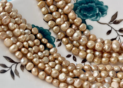 5-7 mm AA Champagne Color Freshwater Pearl Potato Nugget Beads Genuine Natural reshwater Pearls #P2575