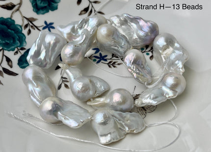 One-Of-A-Kind 15-20x23-31 mm Large Baroque Freshwater Pearl Beads Genuine Natural White and Seaweed Pink Freshwater Baroque Pearls #P2572