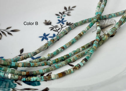 3 mm Genuine Turquoise Heishi Rondelle Shape Genuine Rare Natural Blue Green Color Turquoise Gemstones Loose Beads 15.5 Inches Strand #4479
