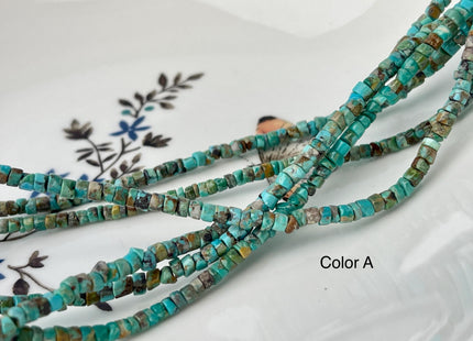3 mm Genuine Turquoise Heishi Rondelle Shape Genuine Rare Natural Blue Green Color Turquoise Gemstones Loose Beads 15.5 Inches Strand #4479