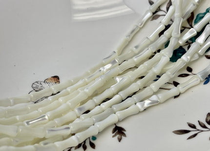 4x8 mm 5x13 mm Bamboo Bone Shape Natural Mother of Pearl Gemstone White MOP Gemstone Beads 15.5 Inches Strand #4481