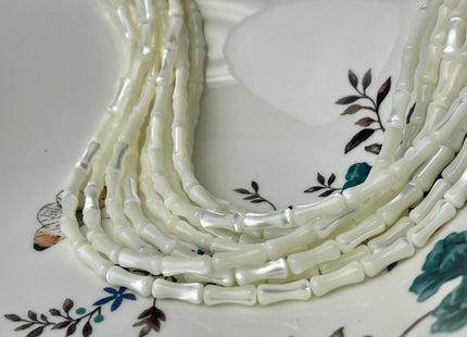 4x8 mm 5x13 mm Bamboo Bone Shape Natural Mother of Pearl Gemstone White MOP Gemstone Beads 15.5 Inches Strand #4481