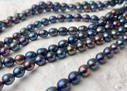 7x8-9 mm AA Rainbow Peacock Color Rice Freshwater Pearls High Luster Peacock Rice Freshwater Pearls Genuine Quality Pearls #P2585
