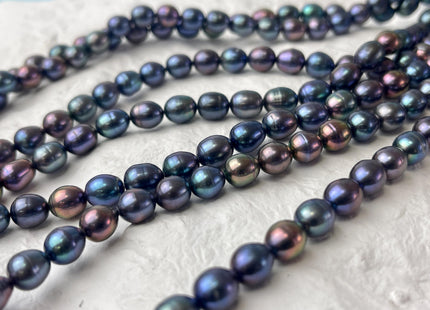 7x8-9 mm AA Rainbow Peacock Color Rice Freshwater Pearls High Luster Peacock Rice Freshwater Pearls Genuine Quality Pearls #P2585