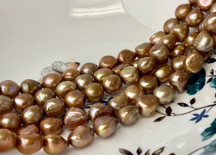9-11x12-14 mm AA Brown Champagne Color Potato or Rice Nugget Freshwater Pearl Beads Genuine Color Freshwater Nugget Pearl Beads #P2582