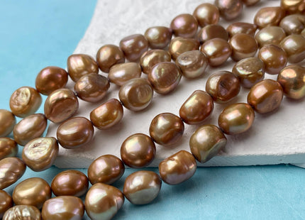 9-11x12-14 mm AA Brown Champagne Color Potato or Rice Nugget Freshwater Pearl Beads Genuine Color Freshwater Nugget Pearl Beads #P2582