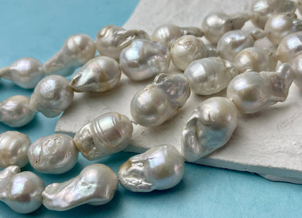 13-16x22-25 mm Natural White Teardrop Baroque Freshwater Pearl C Grade #P2583