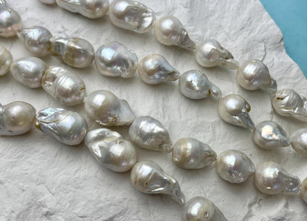 13-16x22-25 mm Natural White Teardrop Baroque Freshwater Pearl C Grade #P2583