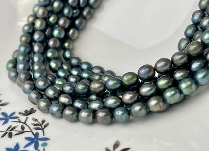 6x7 mm Olive Green Rice/Oval Genuine Freshwater Pearl Beads Oval Freshwater Pearls #282