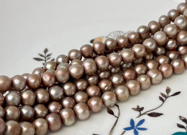 6.5-7 mm Beige Champagne Color Potato Freshwater Pearl Beads Genuine Freshwater Pearl Beads 60 Beads #P2586